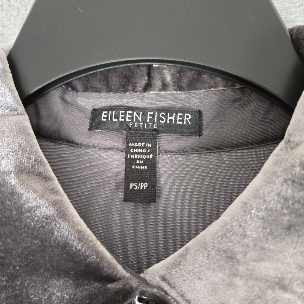 Eileen Fisher Shirt Womens Small Petite SP Silk Blend Velvet Button Down Tunic - Picture 3 of 7
